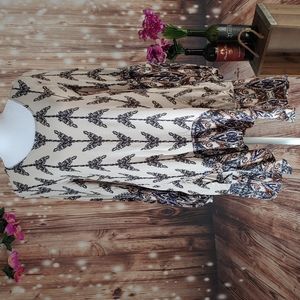 Jodifl flowy pockets printed boho tunic top small tan blue small